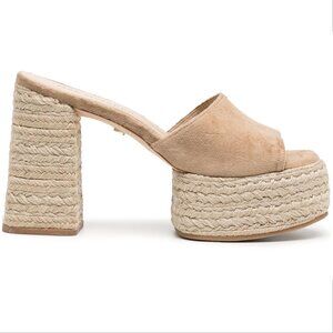Dee Ocleppo Sunset Platform Espadrille Heel Slip on Sandals 8.5 Sand NEW $325